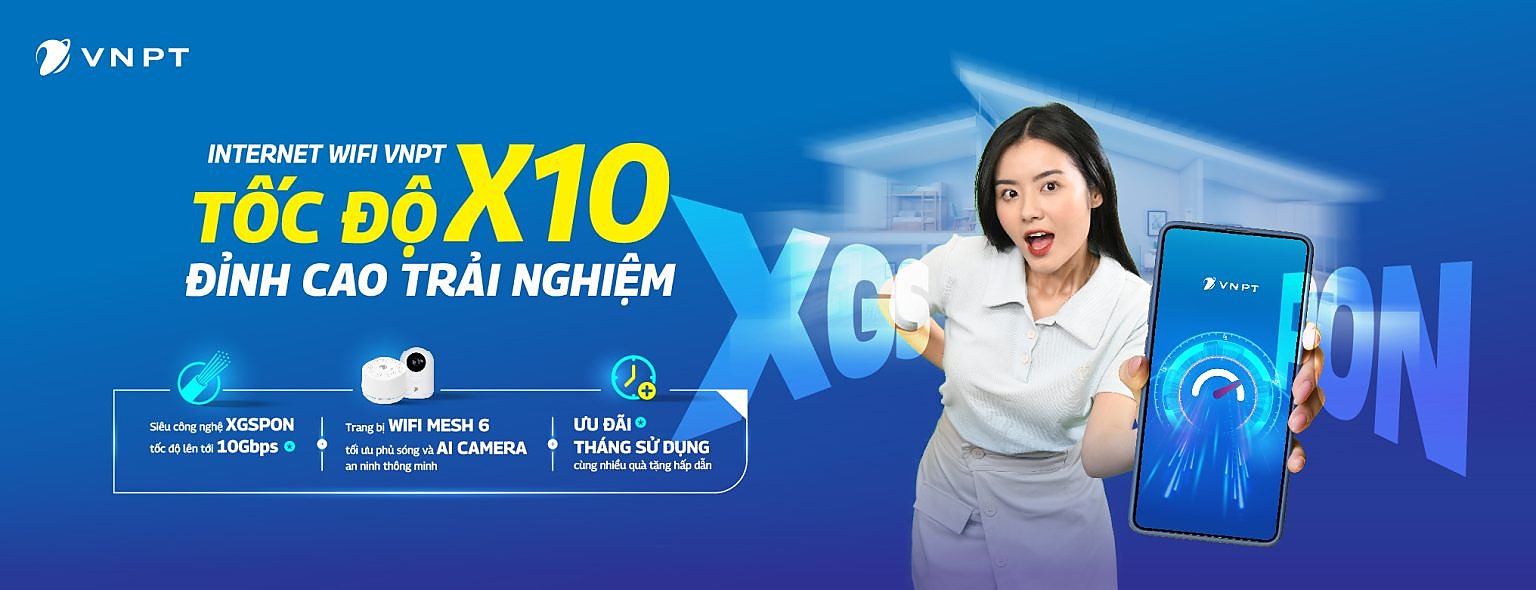 Internet WiFi VNPT tốc độ X10 - XGSPON, WiFi Mesh 6
