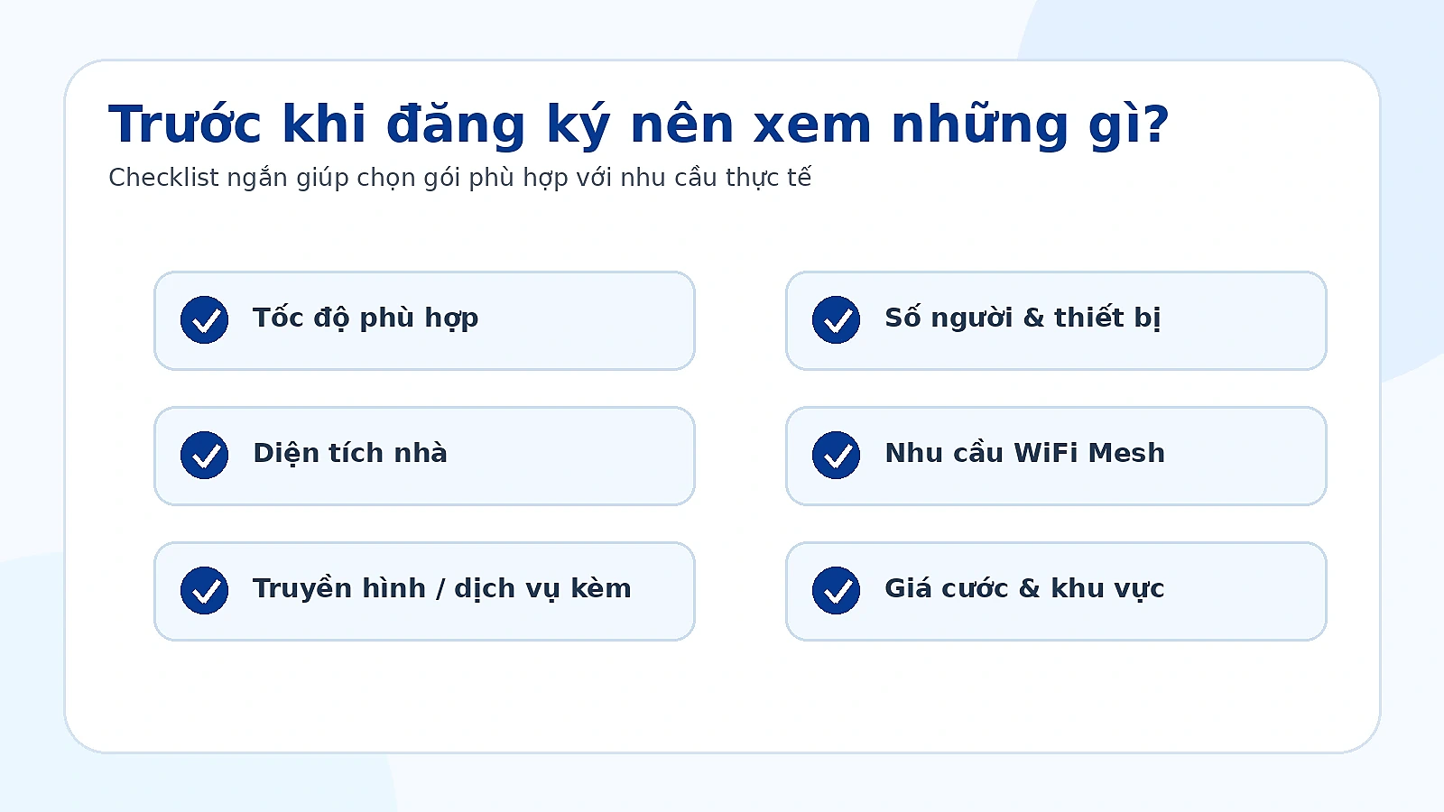 Checklist những yếu tố cần xem trước khi đăng ký cáp quang VNPT