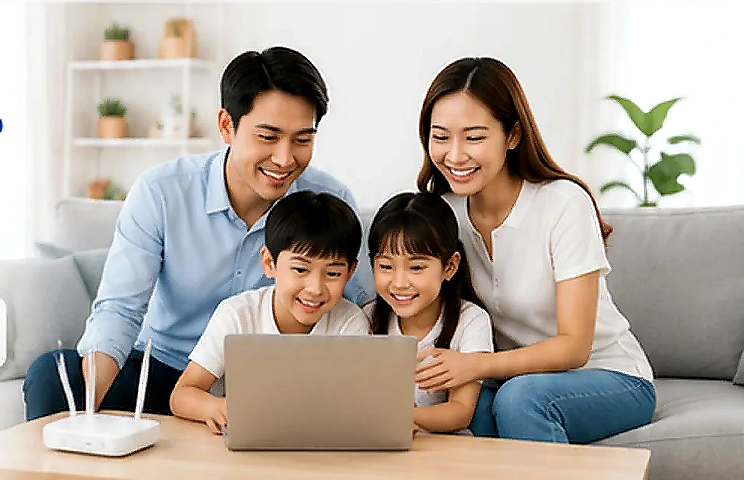 Gia đình sử dụng Internet cáp quang VNPT tại nhà