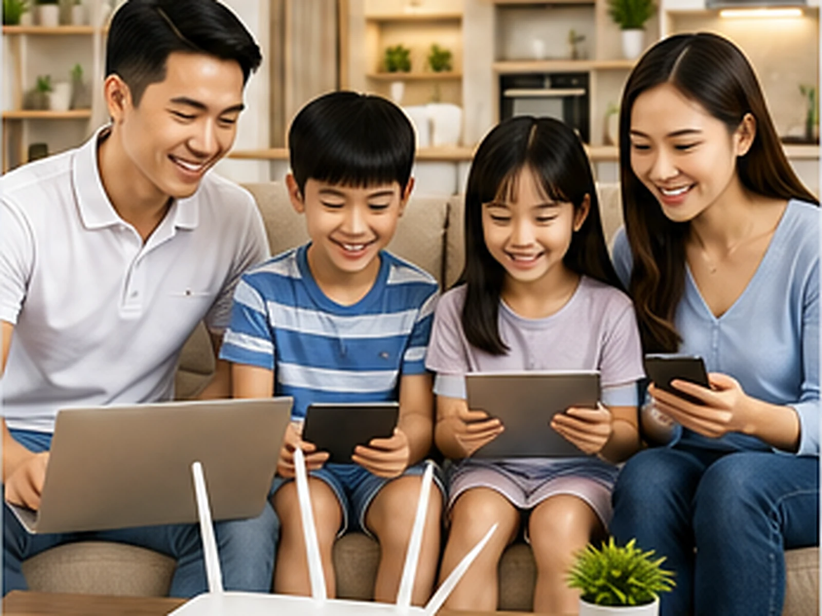 Gia đình đông người sử dụng nhiều thiết bị Internet